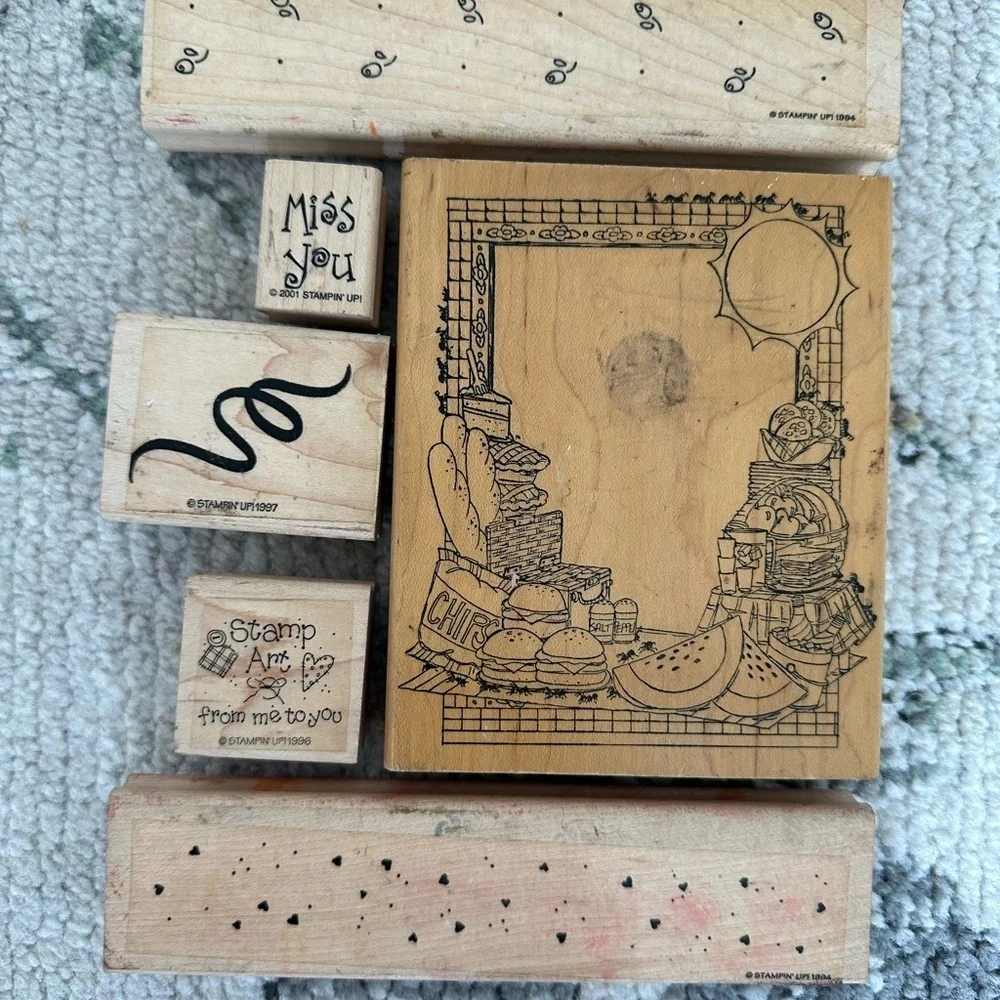 Vintage Wooden Rubber Stamps lot of 6